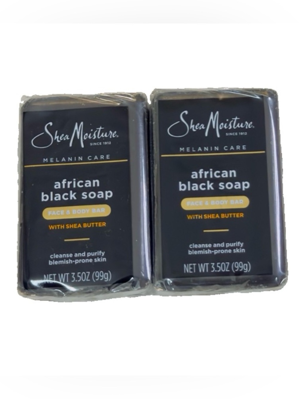 SheaMoisture Melanin Care African Black Soap Bar, Face & Body, 2 Pack 3.5 oz
